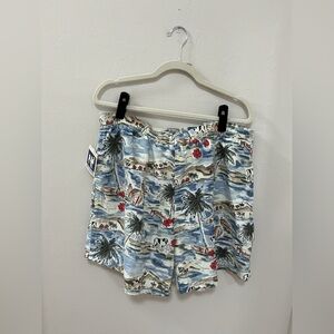 NWT BIG DOG - All-Over Print Palm Trees Swim Trunks Swimming Suit, Men’s large
